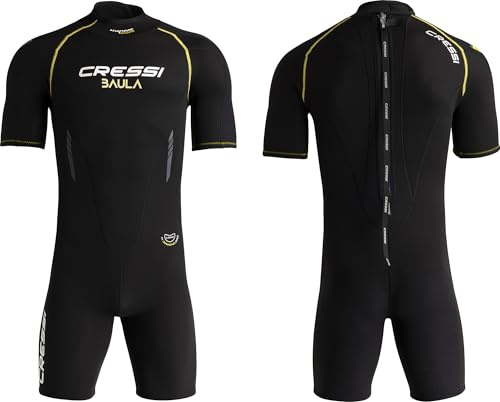 Cressi Baula 2.5 mm Man Short Sleeves Short Wetsuits, Black/Yellow, XL