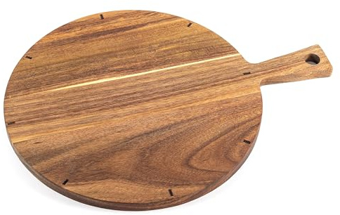 Hanseküche Pizzatallrik Trä – Rund pizzabräda av akaciaträ, 31 cm diameter – Pizzaskärbräda, pizzatallrik, perfekt för pizza, focaccia, bröd