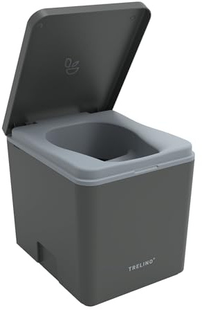 TRELINO Evo M Anthrazit (39T x 33B x 36H cm), Trockentrenntoilette, Mobile Campingtoilette ohne Chemie, Trenntoilette für Wohnmobil, Van, Camper, Camping, Garten