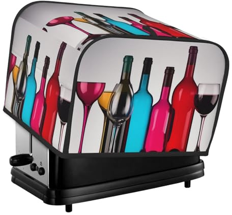 Cocktail Glasses And Wine Bottles Toaster Dust Cover, 4 Slice Toaster Cover, Kitchen Small Appliance Protection Cover