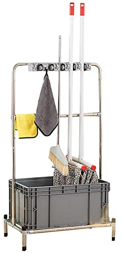 KUOYTT Bassin de Service pour Balai à Franges avec Support, évier de Sol Commercial, Station de Lavage, ménage, Balcon, buanderie, Salle de Bain, évier de vidange