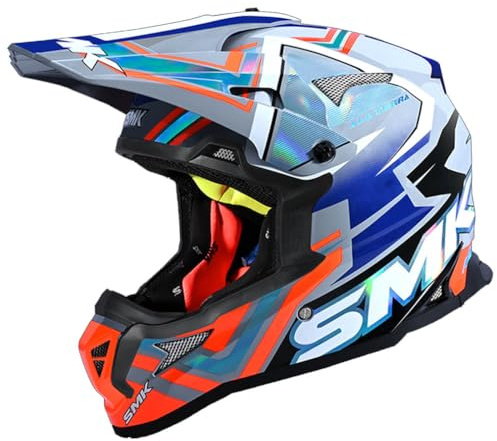 Casco de Motocross SMK Allterra X-Aces Orange Blue - Casco Cross Enduro para Adulto Hombre y Mujer - Homologado ECE 22.06 - Designed (XL)