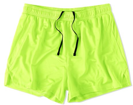 Amy Coulee män 7,5 cm lätt gym nät korta sportbyxor med slits, Neongrön, L