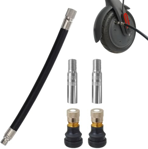 JOVYTH 5 Pezzi Prolunga Valvola Pneumatico 39mm, Tubo Gomma Flessibile 160mm/6.3inch, Adattatore per Xiaomi M365, Bici, Moto, Auto