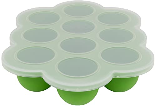WeeSprout Silicone Freezer Tray with Clip on Lid Perfect Food Storage Container for Homemade Baby Food, Vegetable, Fruit Purees, and Breast Milk (Bright Green, Ten 1.5 Ounce Sections)