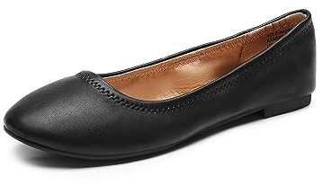 DREAM PAIRS Women's Slip On Round Toe Ballerina Ballet Flats Pumps Shoes,Size 5.5,Black,Sole-Happy