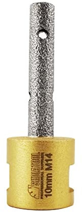 SHDIATOOL Diamond Finger Bit Milling bit M14 Thread Vacuum Brazed Enlarging and Shaping Round Bevel Existing Holes in Porcelain Hard Ceramic Marble Granite Diameter 10mm