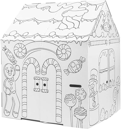 Easy Playhouse Gingerbread House - Kids Art & Craft for Indoor Fun, Color Favorite Holiday Sweets & Winter Friends– Decorate & Personalize a Cardboard Fort, 32 X 26. 5 X 40. 5