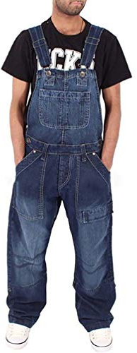 LucaSng Bib Overall, Peto para Hombre, Ropa Peto Corte Ajuste Holgado Pantalón Chandal Hombre Mono Vaquero Mezclilla Jumpsuit Casual Pantalones con Peto Tirante con Bolsillos (Azul Oscuro, 3XL)
