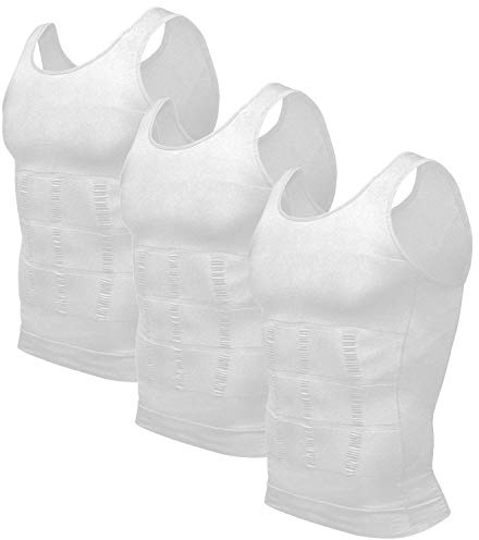 Odoland Compression Vest Men 3 Pack Slimming Vest Body Shaper Compression Shirt Mens Shapewear Tummy Control Undershirt Tank Tops