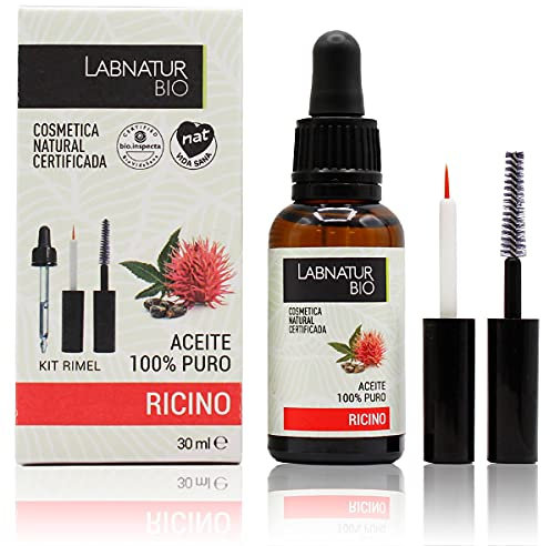 Labnatur Bio Aceite de Ricino 100% Puro + Kit Rímel, Natural, Ecológico y Vegano – Fortalece y Nutre – Ideal para Pestañas, Cejas, Cabello y Piel – Fabricado en España – 30 ml