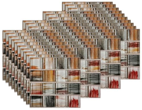 EasyLife 40 Stück wasserdichte Wandfliesenaufkleber – 10 x 10 cm Mosaik, selbstklebende dekorative Aufkleber für Küche und Bad und Heimdekor, entfernbar (Set 5)