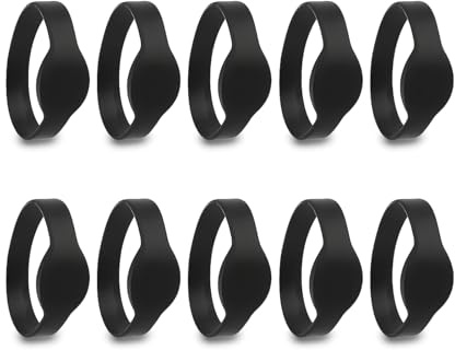 10 Pièces Bracelet RFID, Bracelet RFID Carte de Contrôle D'Accès 13.56Mhz Bracelet RFID Bracelet en Silicone Carte IC Étanche Bracelet en Silicone pour Piscine Sauna Chambre Hôtel(Le Noir)
