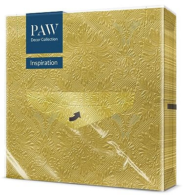 PAW - Servietten 3-lagig (33 x 33 cm) I 20 Stück I Perfekt für Geburtstage, Partys, Hochzeiten, Kommunion und Feiern I Papierservietten Bunt - Besondere Anlässe, Ornamente I Inspiration Classic (gold)