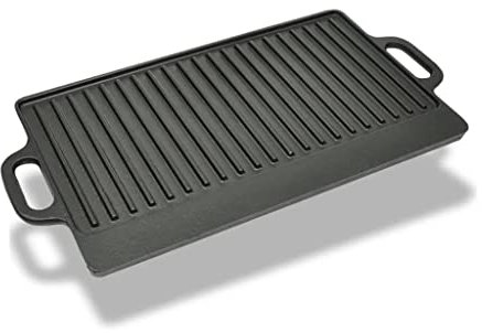 INLIFE Plancha reversible de hierro fundido, 50 x 23 cm