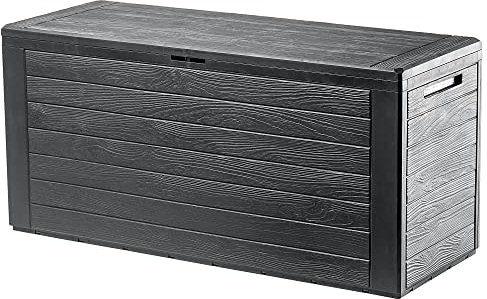 KADAX Coffre de jardin 280 L – Boîte de rangement en plastique pour coussins, jouets pour enfants et coussins de siège, pour jardin et terrasse (anthracite)