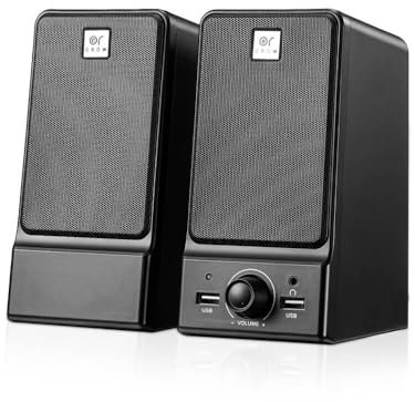 OROW USB Desktop Lautsprecher,HI-FI Stereo Sound USB-betriebener Lautsprecher für PC,16W Lautsprecher Fuer Laptop,mit eingebautem DSP-Sound chip,Deep Bass& Reine Stimme,mit Kopfhöreranschluss(S203)