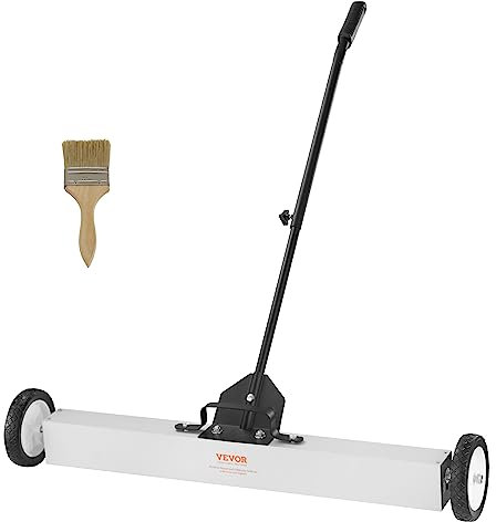 VEVOR Balayeuse Magnétique 24,9 kg Balai Magnétique à Manche Télescopique 77-113 cm Outil de Ramassage à Aimant 745 mm avec Roues Collecteur Pièces Métalliques pour Nettoyage Atelier Garage Chantier
