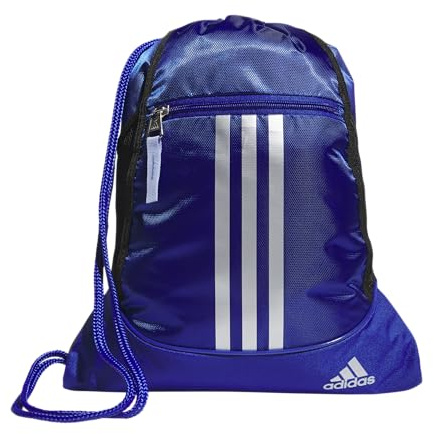 adidas Alliance Ii Sackpack, Semi Lucid Blue/Silver Metallic/Blue Spark, One Size, Alliance Sackpack, Drawstring Backpack, Lightweight Small Gym Bag for Women, Soccer Backpack