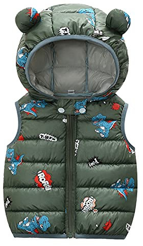 Leichte Daunenweste Jungen Mädchen 120, Freien Steppweste Mit Kapuze, Ärmellose Jacke Leichte Weste Winter Kapuzenweste Outfits Kurze Einfarbige Mantel Kinderwesten Jacke 6 Monate-4 Jahre