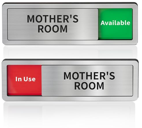 Mother's Room Door Signs, Do Not Disturb,Breastfeeding Door Sign, In Use/Available Slider Sign for Lactation Room, Privacy Vacant Occupied Nursing Signs，Brushed Silver