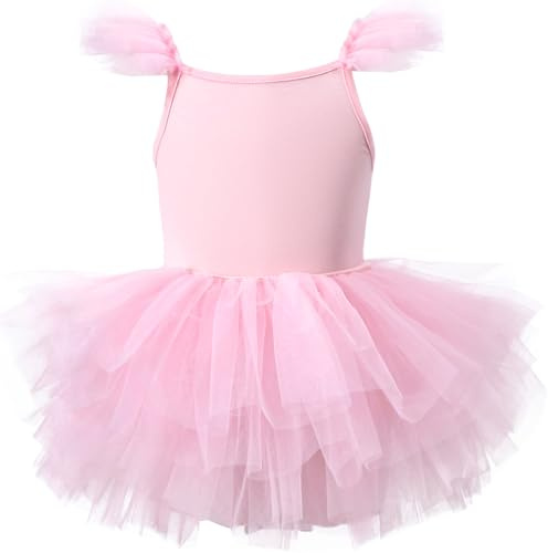 AIEOE Tutu de Danse Fille Classique Robe de Ballet Justaucorps pour Enfants en Coton sans Manches (Entrejambe avec Bouton) 1-8 Ans