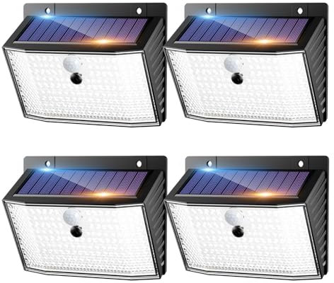 nipify Solarlampen für Außen, 4 Stück Solar Aussenleuchte mit Bewegungsmelder, 168 LED 3 Modi Solarleuchte Aussen ip65 Wasserdichte, Solarstrahler Aussenlampe für Wand Garten Outdoor