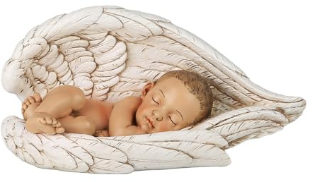 ShineOnAngel Sleeping Baby in Angel Wings Statue, 7inch Long Guardian Angel Wings Baby Catholic Gifts for Baptism, Showers