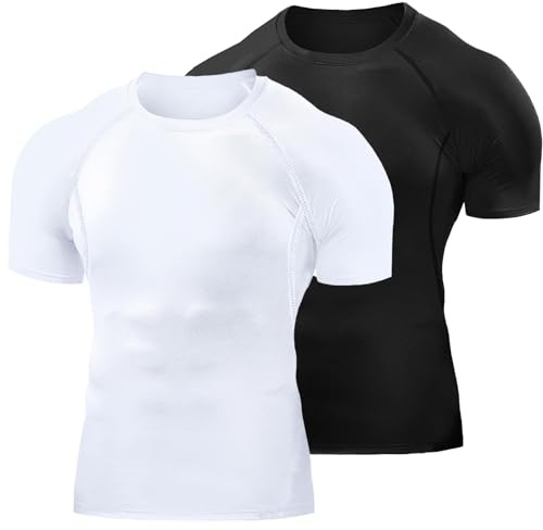 Towintec Tee Shirt Compression Hommes Musculation Séchage Rapide Tops | Manches Courtes Course à Pied ,Gym Hauts de Compression T-Shirt,Couche de Base,Jogging Maillot de Athlétique,Fitness
