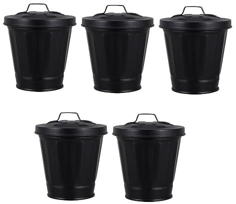 CLISPEED 5 Stück Blumentopf Storage Boxes aufbwahrungs-Box eincremehilfe streugutbehälter dustbin Desktop-Eisen-Mülleimer Kleiner Mülleimer Schreibtischmüll kann galvanisiertes Eisen Black
