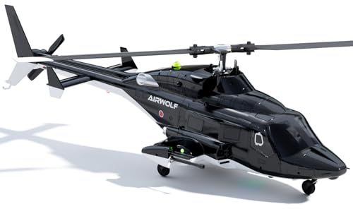 Carmanon RTF Airwolf RC Helicopter - 27:1 Scale Collectible Remote Control Helicopter with Auto-Hover, 6CH Control & Dual Batteries for Adults Beginners,TV-Accurate Air Wolf Series Model