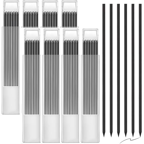 Arvoni 48 Pièces Mine Crayon Chantier, Recharges de Crayons Charpentier, 2.8mm Mines de Crayon Charpentier Solides Remplacement, pour la Menuiserie, la Construction, le Dessin Technique, Noir