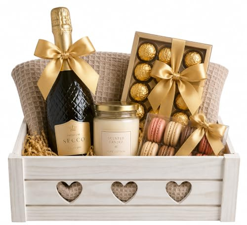 khevga Cesto Regalo da Riempire 30x20x12 cm – Scatola in Legno con Pellicola Trasparente, Nastro e Carta – Cesto Gourmet DIY, Ide