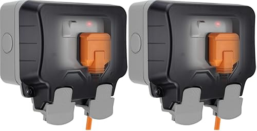 BG Electrical Outdoor Double Switched Power Wall Plug Socket, Weatherproof, Nexus Storm, Grey, 13A, IP66 Rated, WP22 (Pack of 2)