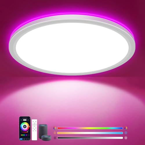 zemty LED Deckenleuchte Dimmbar mit Alexa, APP-Steuerung, Fernbedienung