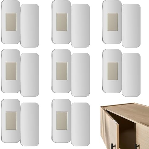 8 paia di chiusure magnetiche per armadietti, potenti magneti per ante con adesivo, montaggio senza fori, ideali per ante di cucine, armadi e cassetti, facili da installare