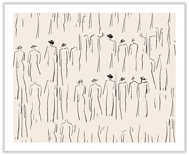 Poster Master Figures Drawing Canvas - Retro Line Print - Abstract Sketch Art - Housewarming Gift - Minimal Art - Great Living Room or Office Wall Decor - 12x16 ROLLED Canvas