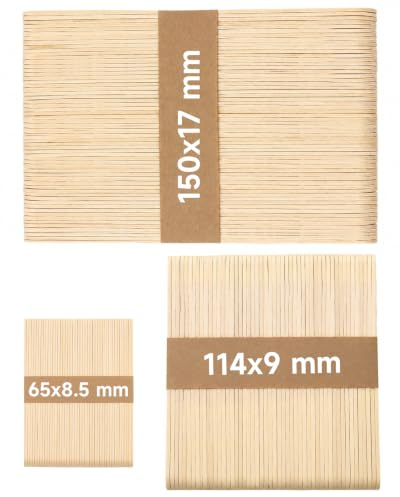 OWLKELA 300 palitos de madera para helado, 65+114+150 mm, abedul