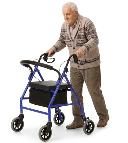 KINEPHARMA Andador para Ancianos y Adultos Mayor Independencia y Movilidad | Andador Plegable para Ancianos Ligero y Fácil de Transportar | Tacataca para Anciano con Ruedas y Frenos