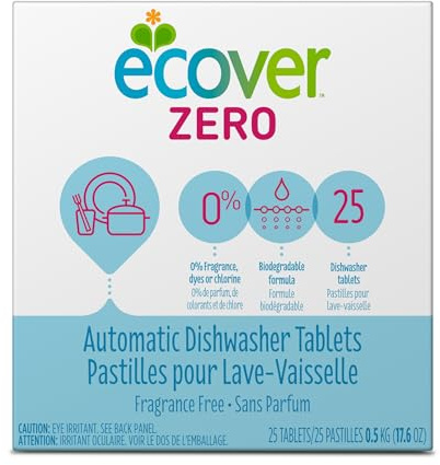 Ecover Automatic Dishwasher Soap Tablets, Zero (Fragrance-Free), 25 Count