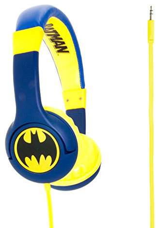 Batman DC0261 - Auriculares de Diadema Cerrados con función de Seguridad de limite de Volumen a 85 db para niños Entre 3 y 7 años, Compatible con Smartphones, Tablets y Dispositivos MP3, Color Azul