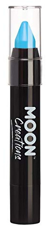Moon Creations Face Paint Stick Body Crayons | Light Blue | 3.2g | Sweat Proof & Water-Resistant Face Paint | Cruelty Free, Made in UK | For Kids, Adults, Fancy Dress, Festivals, Halloween