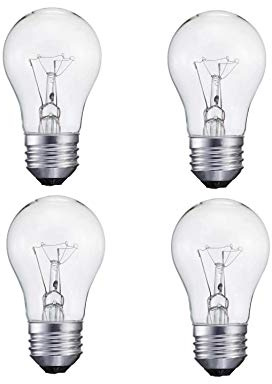4 Pack A15/CL - 15 Watt A15 Incandescent Oven Bulb - Appliance Bulb - Clear Finish - Medium (E26)