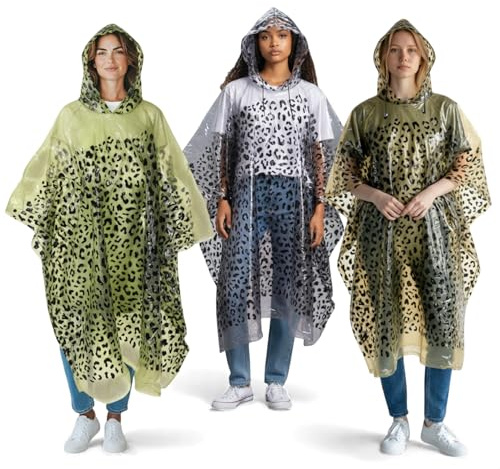 Regnponchos med huva – regnponchos med huva – regnjacka – regnjacka – leoparddesign – engångsartiklar regnrock unisex – för konsert, camping, vandring, fiske