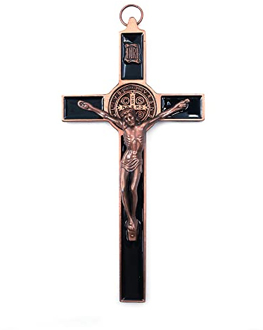 CENPEK Crucifix Jesus Christ Cross Statue Figurine For Car Home Chapel Decor - Ancient Red Copper