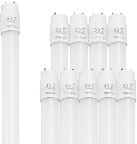 Ledvion - 10X Tubo LED, 120CM, 12W, Neon, 4000K, 1920 Lumen, Luce Bianca Calda, Lampada da Soffitto, Illuminazione Omogenea