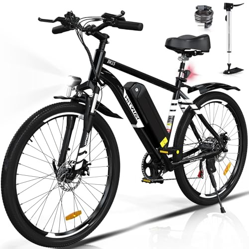 HITWAY Electric Bike E Mountain Bike, 26 * 2.1/4.0 Electric Bicycle Commute E-bike with 36V12Ah/48V15Ah Removable Battery, 7 Speed, range 35-90km