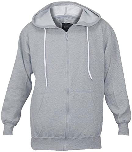 True Face Mens Hoodie Zip-Up Hooded Long Sleeve Jacket Grey White Cord 2XL