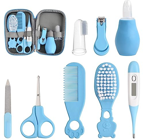 Hoxfly 8 Pezzi Set per la Cura del Bambino, Neonati Kit per l'Igiene e Cura del Bambino, Bellezza per Neonato, Baby Healthcare Kit, con Spazzolini da denti, Tagliaunghie, Pettine, etc