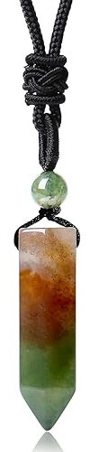 XIANNVXI Indian Agate Crystal Necklace Natural Healing Crystal Necklace for Men Women Stone Gemstone Pendant Reiki Mens Jewellery